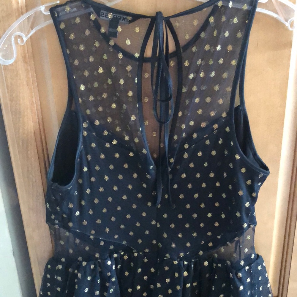 Little Black Dress with Gold Polka Dots